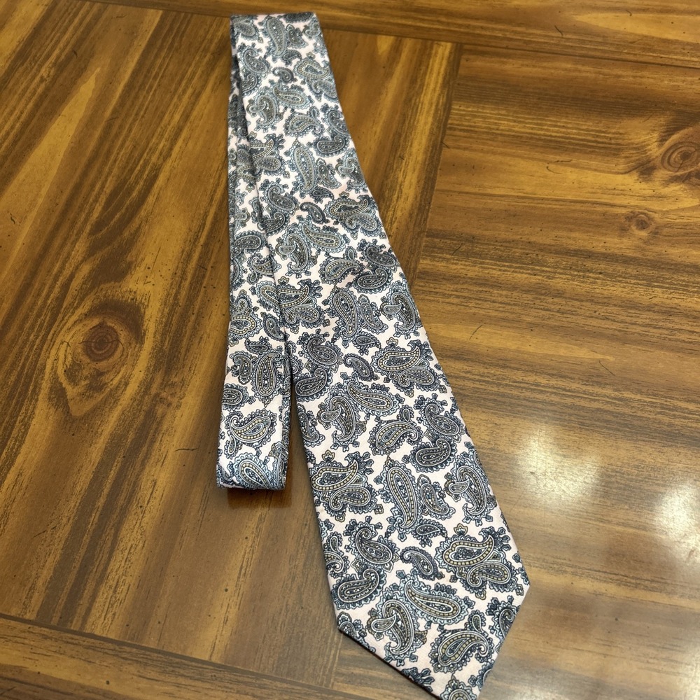 Liberty Of London Vintage 3 Inch Pink Paisley Grey Print Necktie Tie